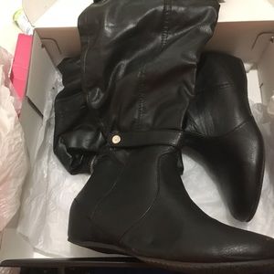 Black flat long boots... worn twice